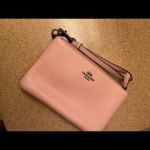 Pink pebbled wristlet (coach)